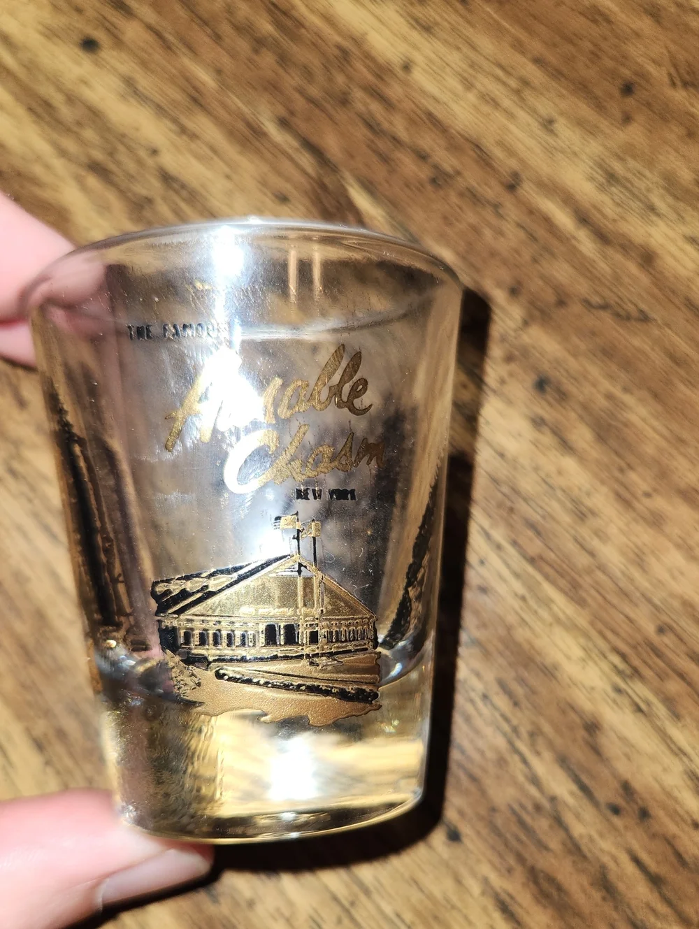 Gold-Accent Shot Glass with Nautical Illustration